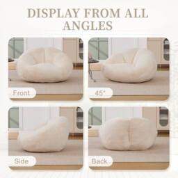 Direct Wicker Bean Bag Chair, Shell-Shaped Bean Bag Couch with Removable Cover in Beige - Size: 1 Pack - thumbnail 7