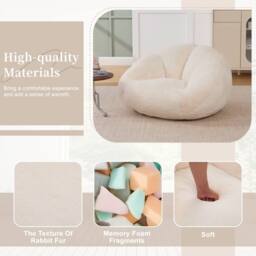 Direct Wicker Bean Bag Chair, Shell-Shaped Bean Bag Couch with Removable Cover in Beige - Size: 1 Pack - thumbnail 4