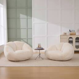 Direct Wicker Bean Bag Chair, Shell-Shaped Bean Bag Couch with Removable Cover in Beige - Size: 1 Pack - thumbnail 8