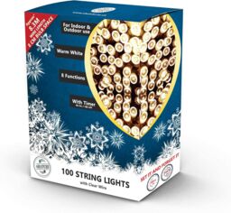 Shatchi 100LEDs Multifunction Timer Outdoor String Fairy Lights 10M Waterproof Christmas Decoration in White - thumbnail 5