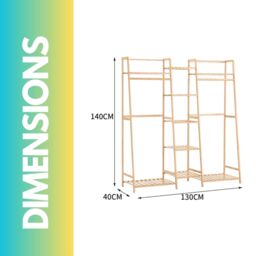 Pirlo Plush Bamboo Clothes Rack With Storage Shoe Cabinet in Brown - thumbnail 5
