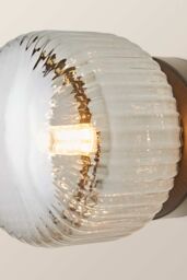 ValueLights Calpe Small Ribbed Glass Flush Ceiling Wall Light in Black - thumbnail 4