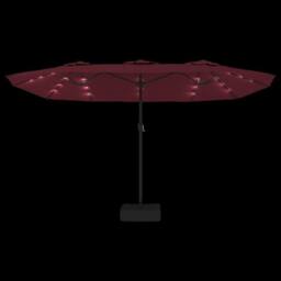 Berkfield Home Double-Head Parasol with LEDs Bordeaux Red 449x245 cm - thumbnail 6