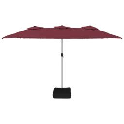 Berkfield Home Double-Head Parasol with LEDs Bordeaux Red 449x245 cm - thumbnail 4
