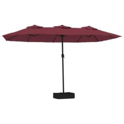 Berkfield Home Double-Head Parasol with LEDs Bordeaux Red 449x245 cm - thumbnail 2