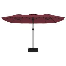 Berkfield Home Double-Head Parasol with LEDs Bordeaux Red 449x245 cm - thumbnail 5