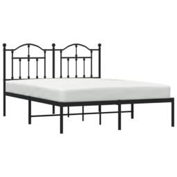 Berkfield Home Metal Bed Frame with Headboard Black 135x190 cm Double - thumbnail 3