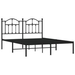 Berkfield Home Metal Bed Frame with Headboard Black 135x190 cm Double - thumbnail 4