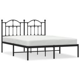 Berkfield Home Metal Bed Frame with Headboard Black 135x190 cm Double - thumbnail 2
