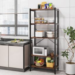 Costway 5-Tier Bookshelf Bookcase Display Rack with Metal Frame-Coffee in Dark Brown - thumbnail 3