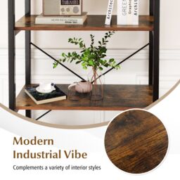 Costway 5-Tier Bookshelf Bookcase Display Rack with Metal Frame-Coffee in Dark Brown - thumbnail 6