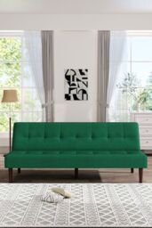 H&O Direct Modern Convertible Sofa Bed in Emerald