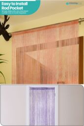 Neel Blue Glitter String Curtain Polyester Fringe Panel Spaghetti Tassel Curtain, 200cm x 90cm in Orange - Size: 200 cm x 90 cm - thumbnail 6