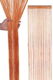 Neel Blue Glitter String Curtain Polyester Fringe Panel Spaghetti Tassel Curtain, 200cm x 90cm in Orange - Size: 200 cm x 90 cm