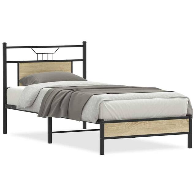 Berkfield Home Bed Frame without Mattress Sonoma Oak 90x200 cm Engineered Wood in Brown - image 1