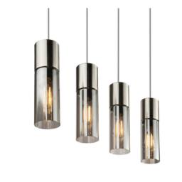 Netlighting Annika Bar Pendant Ceiling Light Nickel Matt Glass Shade 4x E27 in Grey - thumbnail 3