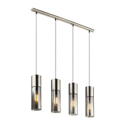Netlighting Annika Bar Pendant Ceiling Light Nickel Matt Glass Shade 4x E27 in Grey - thumbnail 1