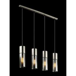 Netlighting Annika Bar Pendant Ceiling Light Nickel Matt Glass Shade 4x E27 in Grey - thumbnail 5