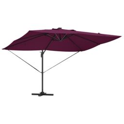 Berkfield Home Cantilever Roma Parasol with LEDs Bordeaux Red 352x251x265 cm Aluminium - Size: 352 x 251 x 265 cm - thumbnail 4