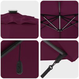 Berkfield Home Cantilever Roma Parasol with LEDs Bordeaux Red 352x251x265 cm Aluminium - Size: 352 x 251 x 265 cm - thumbnail 8