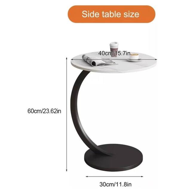 FLAVORA White+Black-C-Shaped Side Table Living Room in Black - Size: 0.6m2 - image 1