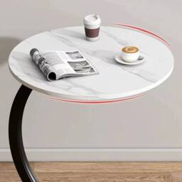 FLAVORA White+Black-C-Shaped Side Table Living Room in Black - Size: 0.6m2 - thumbnail 5