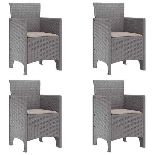 Berkfield Home Garden Chair Set of 4 Light grey, Taupe cushions - image 1