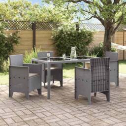 Berkfield Home Garden Chair Set of 4 Light grey, Taupe cushions - thumbnail 3