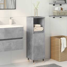 Berkfield Home Bathroom Cabinet Concrete Grey 30x30x100 cm Engineered Wood - Size: 30 x 30 x 100 cm