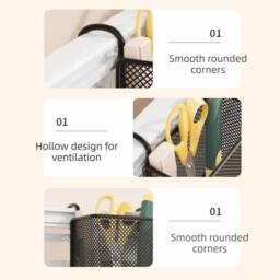 EONLION Black Square Iron Metal Hanging Basket Space Saving - Size: 500mm - thumbnail 3
