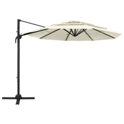Berkfield Home 4-Tier Parasol with Aluminium Pole Sand 3x3 m in Beige - thumbnail 2
