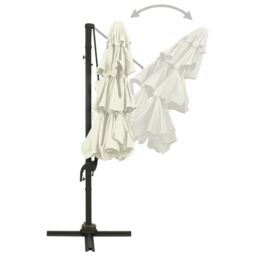 Berkfield Home 4-Tier Parasol with Aluminium Pole Sand 3x3 m in Beige - thumbnail 4