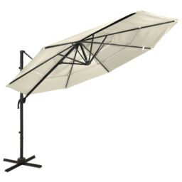 Berkfield Home 4-Tier Parasol with Aluminium Pole Sand 3x3 m in Beige - thumbnail 1