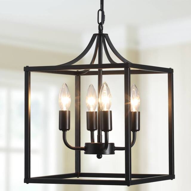 NIVOR Industrial Metal Chandelier Lantern 4 -Light Hanging Pendant E14 in Black - image 1