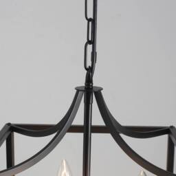 NIVOR Industrial Metal Chandelier Lantern 4 -Light Hanging Pendant E14 in Black - thumbnail 9