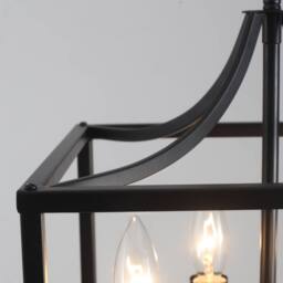 NIVOR Industrial Metal Chandelier Lantern 4 -Light Hanging Pendant E14 in Black - thumbnail 8
