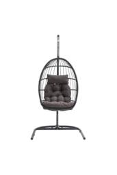 Living and Home Outdoor Hanging Egg-Shaped Chair in Black - Size: A - thumbnail 3