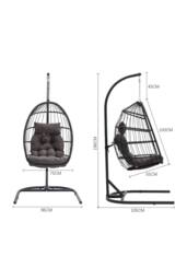 Living and Home Outdoor Hanging Egg-Shaped Chair in Black - Size: A - thumbnail 6