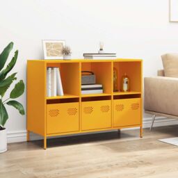 Berkfield Home Sideboard Mustard Yellow 101.5x39x73.5 cm Cold-rolled Steel - thumbnail 3