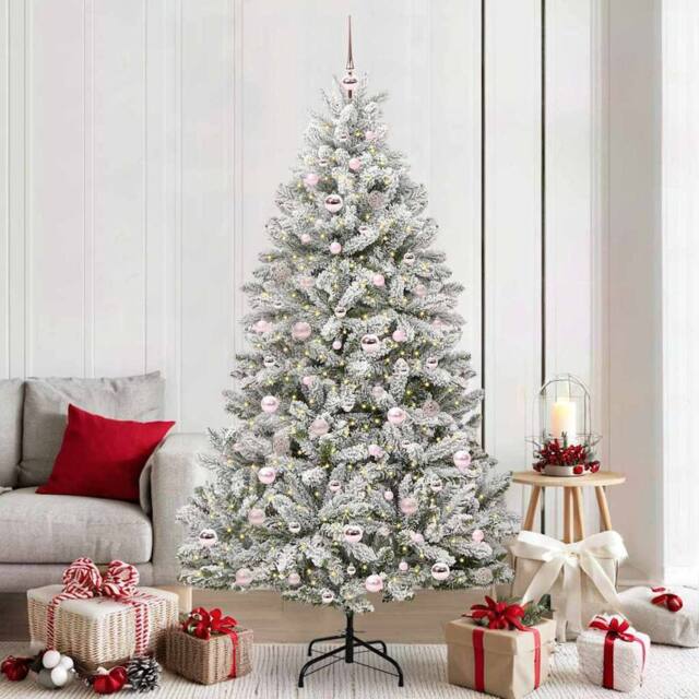 Berkfield Home Artificial Christmas Tree Green & White 210 cm PVC & Metal - image 1