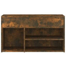 Berkfield Home Shoe Bench Smoked Oak 80x30x45 cm Engineered Wood in Brown - Size: 80 x 30 x 45 cm - thumbnail 6