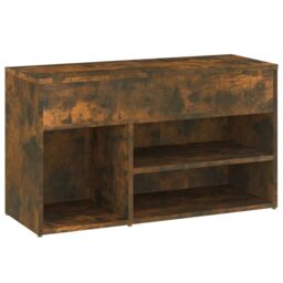 Berkfield Home Shoe Bench Smoked Oak 80x30x45 cm Engineered Wood in Brown - Size: 80 x 30 x 45 cm - thumbnail 5