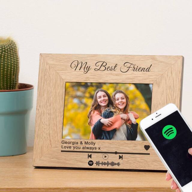 Uniqueful Personalised Special Song Wood Picture Frame 6x4 Friend Gift in Brown - image 1