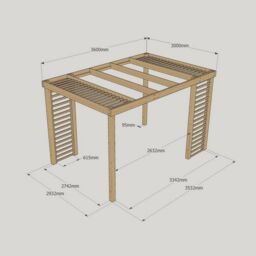 Rutland County Garden Furniture Ltd Panel Pergola - Wood - L300 x W360 cm - Rustic Brown in Light Green - thumbnail 5