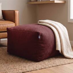 rucomfy Beanbags rucomfy Indoor Large Ottoman Pouffe - Plush Velora Bean Bag Footstool in Burgundy - thumbnail 1