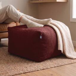 rucomfy Beanbags rucomfy Indoor Large Ottoman Pouffe - Plush Velora Bean Bag Footstool in Burgundy - thumbnail 2