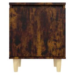 Berkfield Home Bed Cabinet with Solid Wood Legs Smoked Oak 40x30x50 cm in Brown - Size: 40 x 30 x 50 cm - thumbnail 6