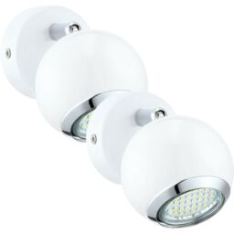 Loops 2 PACK Wall Spot Light Round ous Colour White Chrome Shade GU10 1x3W Included - thumbnail 1