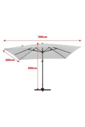 Garden Sanctuary Garden 3m x 3m Square Large Cantilever Parasol with Plastic Base in Light Grey - thumbnail 5