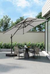 Garden Sanctuary Garden 3m x 3m Square Large Cantilever Parasol with Plastic Base in Light Grey - thumbnail 2